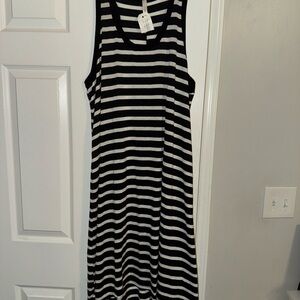 Love in Black & White Striped Sleeveless Maxi Dress